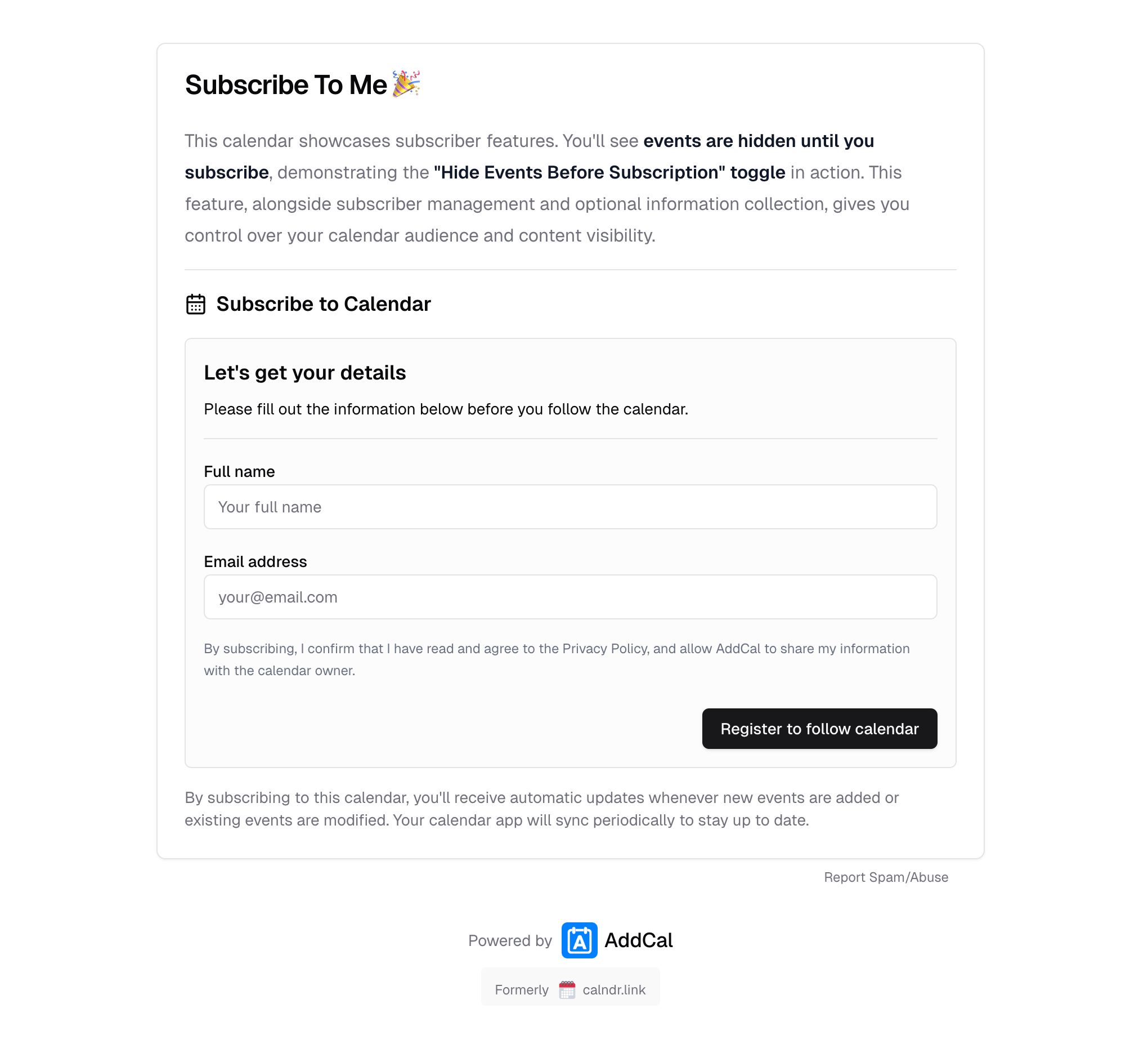 Subscription Calendar