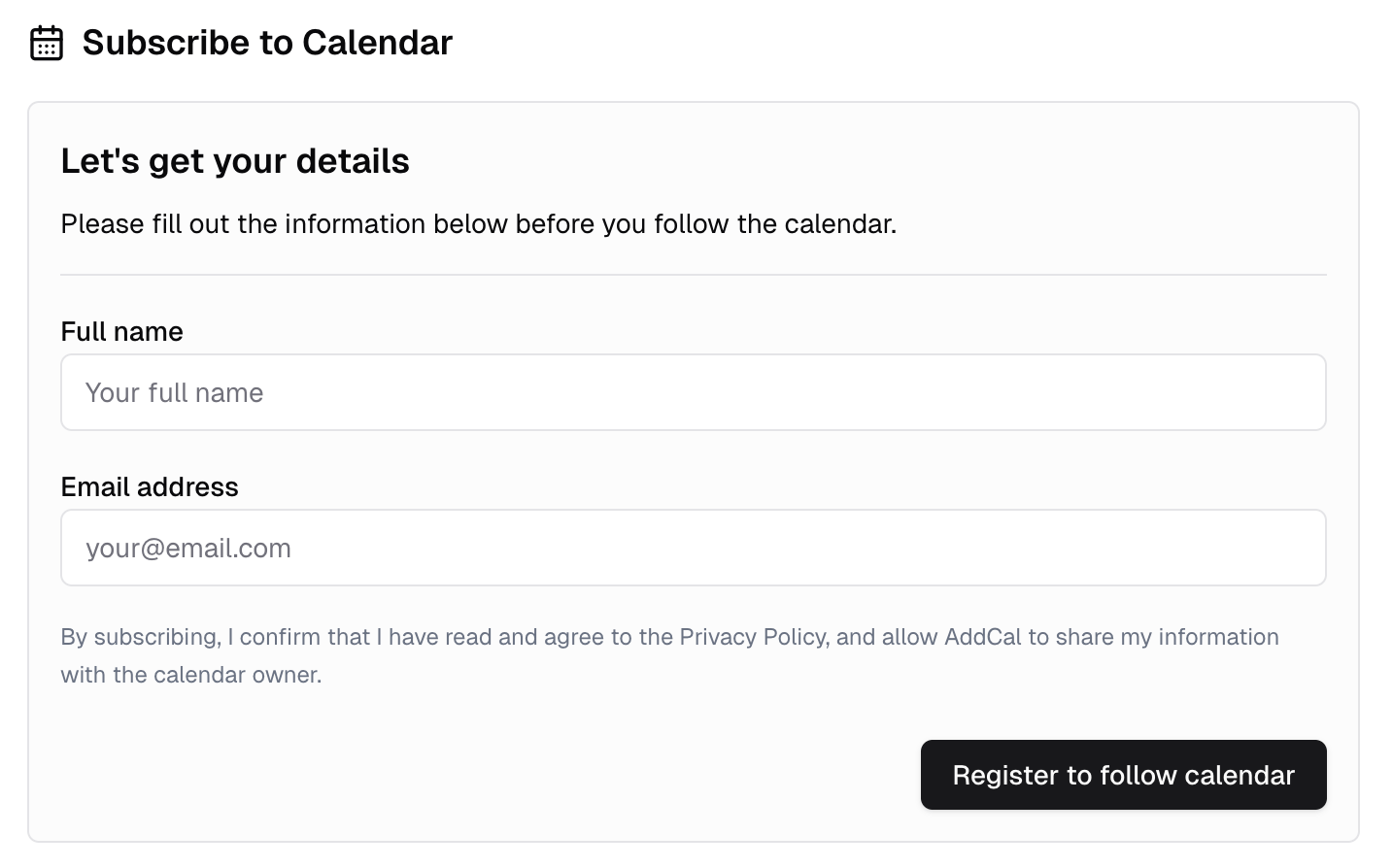 Subscriber Form
