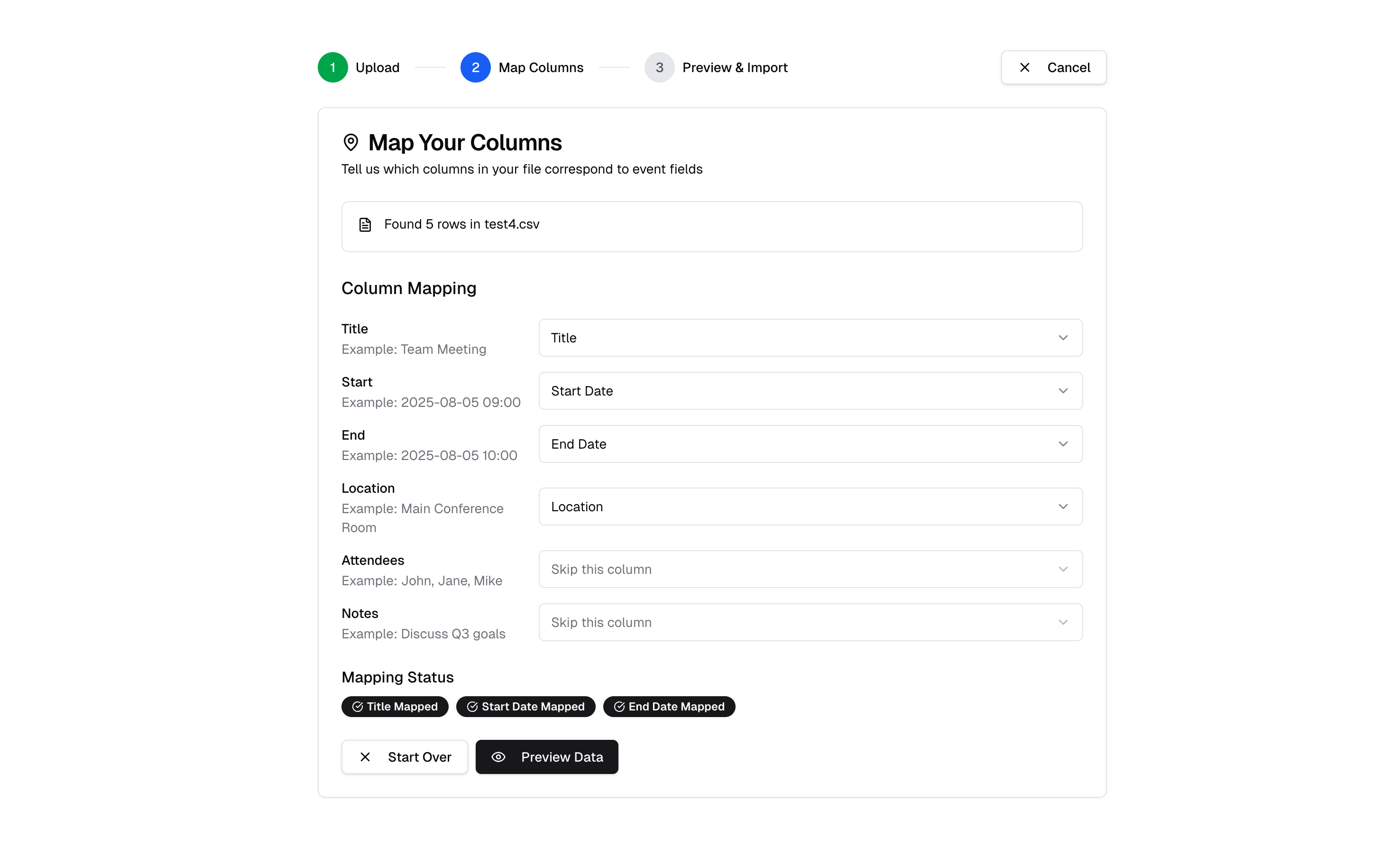 🗂️ Spreadsheet Import